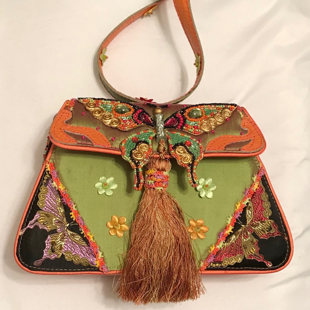 mary frances beaded butterfly bag